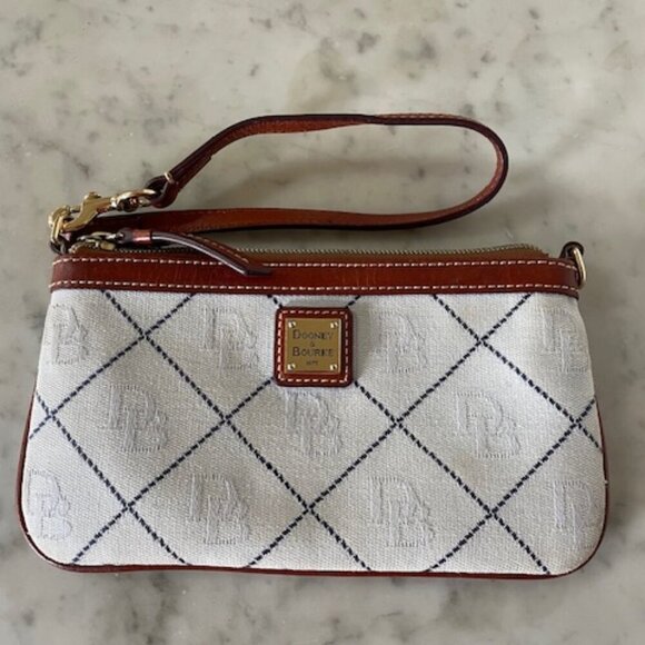 Dooney & Bourke Handbags - DOONEY & BOURKE Signature Blue (Light & Dark Blue) Monogram Print Wristl…